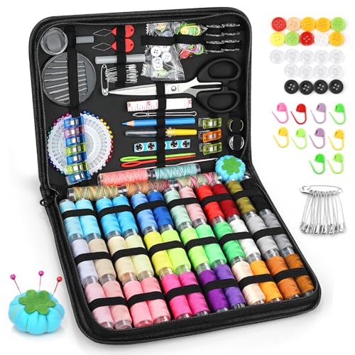 GlasFlength Nähset mit Nähzubehör, Sewing Kit mit 41 Spulen Faden XL Reisenähset Enthalten Druckknöpfe Nadeleinfädler Nähzeug für Reisende Erwachsene Kinder Anfänger Notfall Heimwerker von GlasFlength