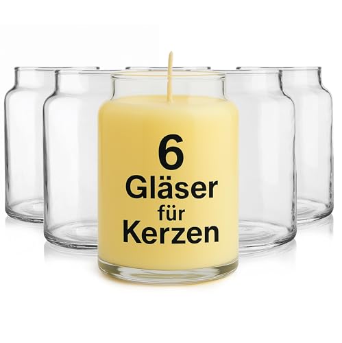Glasmark KROSNO 1992 Kerzengläser Set 6 Stück Kerzen Gläser zum Kerzenmachen Transparent Leer DIY 890 ml von Glasmark KROSNO 1992
