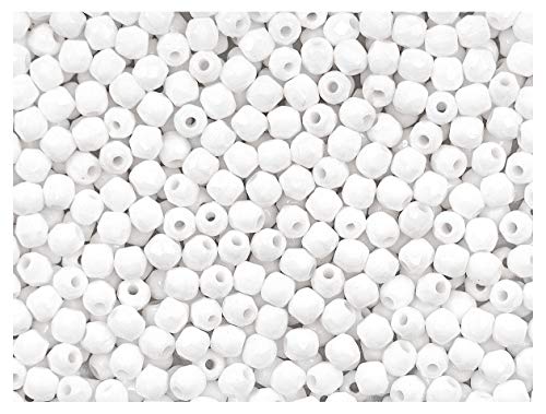 100pcs Tschechische Facettierten Glasperlen Fire-Polished Rund 3 mm Chalk White von SCARA BEADS GET INSPIRED