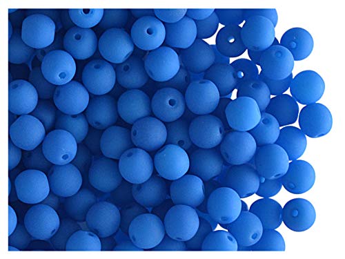 Estrella 100 Stück Tschechische Glasperlen Rund Gepresst Estrela NEON (UV aktiv) 4 mm Blau von Glass Beads