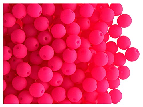 Estrella 100 Stück Tschechische Glasperlen Rund Gepresst Estrela NEON (UV aktiv) 4 mm Pink von Glass Beads