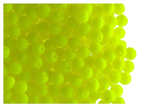 Estrella 100 Stück Tschechische Glasperlen Rund Gepresst Estrela NEON (UV aktiv) 4 mm Yellow von Glass Beads