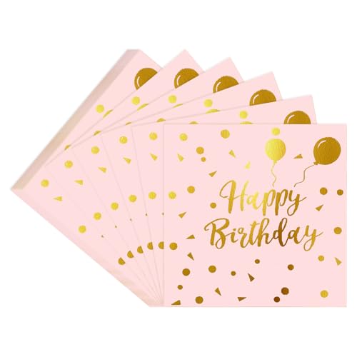 Servietten Happy Birthday, 30 Stück Rosa Geburtstags Servietten für Frauen Männer Geburtstag Party, Papierservietten für Geburtstag Feier Tischdekoration Servietten Happy Birthday, 30 Stück Rosa Geburtstags Servietten für Frauen Männer Geburtstag Party, Papierservietten für Geburtstag Feier Tischdekoration von GlauStalos