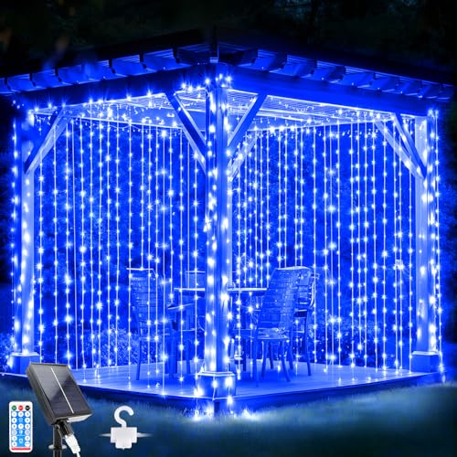 Glaxcidy Lichtervorhang Innen 3mx3m, 300 LEDs Solarvorhang Licht 8 Modi mit Fernbedienung, Wasserdichte Lichterkette Gardine für Innen Deko, Weihnachten, Schlafzimmer, Party, Hochzeit, Blau Glaxcidy Lichtervorhang Innen 3mx3m, 300 LEDs Solarvorhang Licht 8 Modi mit Fernbedienung, Wasserdichte Lichterkette Gardine für Innen Deko, Weihnachten, Schlafzimmer, Party, Hochzeit, Blau von Glaxcidy