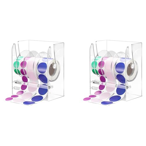 Glayent 2X Verstellbarer Etikettenspender, Acryl-Aufkleberrollenspender, Aufkleberrollenhalter, Transparente Etikettenhalter, Aufkleberhalter, 4 Scheiben Glayent 2X Verstellbarer Etikettenspender, Acryl-Aufkleberrollenspender, Aufkleberrollenhalter, Transparente Etikettenhalter, Aufkleberhalter, 4 Scheiben von Glayent