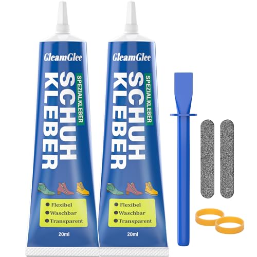 Spezialkleber Schuhkleber extra stark – wasserdichter, elastische und transparenter Textilkleber Sohlenkleber Absatzkleber Lederkleber, Reparaturkleber für Schuhe, Sohlen, Leder, Vinyl & mehr – 2x20ml Spezialkleber Schuhkleber extra stark – wasserdichter, elastische und transparenter Textilkleber Sohlenkleber Absatzkleber Lederkleber, Reparaturkleber für Schuhe, Sohlen, Leder, Vinyl & mehr – 2x20ml von GleamGlee