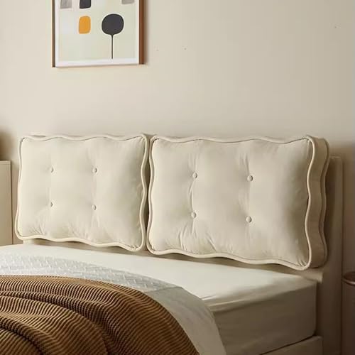 Gleedipre Französische Wellenform Bettseitenkissen Feiner Plüschstoff Einzelbett Doppelbett Abnehmbar und waschbar Kopfteilbezug Dicke 10 cm(Q1,150x55cm/Has a headboard) von Gleedipre