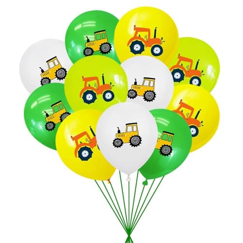 16 Stück Traktor Luftballons Set, 12 Zoll Bagger Ballons, Traktor Druck Ballons, Baustellen Deko Kindergeburtstag, Traktor Luftballon für Kinder Jungen Geburtstags von Gleemix