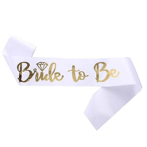 Gleemix 1 Stück Weiß Gold Bride to be Schärpe, JGA Schärpe Deko, Junggesellinnenabschied Braut Schärpe Frauen, Geeignet für Junggesellenabschied, Frauen Junggesellinnenabschie, Brautparty Gleemix 1 Stück Weiß Gold Bride to be Schärpe, JGA Schärpe Deko, Junggesellinnenabschied Braut Schärpe Frauen, Geeignet für Junggesellenabschied, Frauen Junggesellinnenabschie, Brautparty von Gleemix