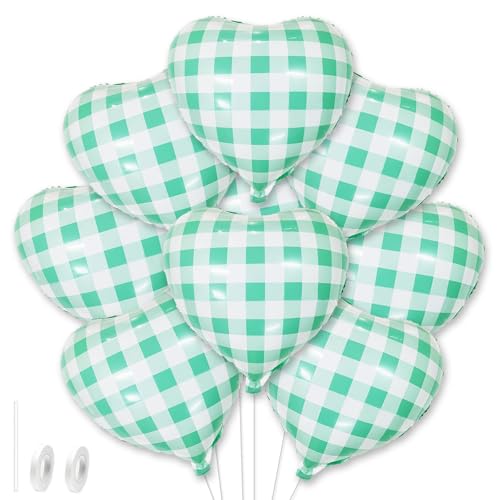 Gleemix 10 Stück Grün weiß Karierte Herzballons,18 Zoll Hellgrün Schachbrett Folienballon Herz,Helium Ballons,für Frauen Geburtstag Hochzeit Brautschmuck Valentinstag Bayrische Deko Oktoberfest Deko Gleemix 10 Stück Grün weiß Karierte Herzballons,18 Zoll Hellgrün Schachbrett Folienballon Herz,Helium Ballons,für Frauen Geburtstag Hochzeit Brautschmuck Valentinstag Bayrische Deko Oktoberfest Deko von Gleemix