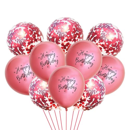 Gleemix 10 Stück Happy Birthday Ballon Rosenrot Metallic mit Konfetti, 12 Zoll Luftballons Geburtstag, Helium Ballons Geburtstag Rosa Rot, Luftballons Metallic Deko Party Kindergeburtstag Gleemix 10 Stück Happy Birthday Ballon Rosenrot Metallic mit Konfetti, 12 Zoll Luftballons Geburtstag, Helium Ballons Geburtstag Rosa Rot, Luftballons Metallic Deko Party Kindergeburtstag von Gleemix
