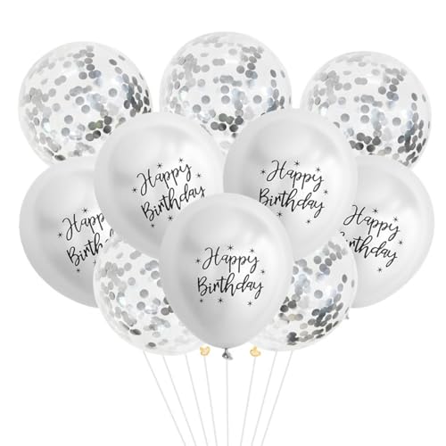 Gleemix 10 Stück Happy Birthday Ballon Silber Metallic mit Konfetti, 12 Zoll Luftballons Geburtstag, Helium Ballons Geburtstag, Luftballons Metallic Deko Party Kindergeburtstag Gleemix 10 Stück Happy Birthday Ballon Silber Metallic mit Konfetti, 12 Zoll Luftballons Geburtstag, Helium Ballons Geburtstag, Luftballons Metallic Deko Party Kindergeburtstag von Gleemix