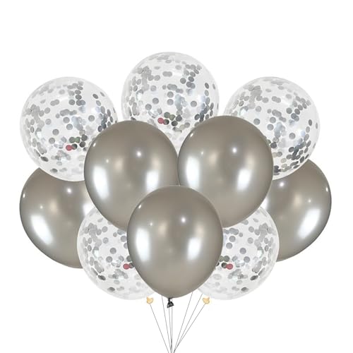 Gleemix 10 Stück Luftballons Silber Set, 12 Zoll Silberne Luftballons Hochzeit, Konfetti Helium Ballons Silber, Silberhochzeit Deko Luftballons Metallic, für Geburtstag Hochzeit Valentinstag Jahrestag Gleemix 10 Stück Luftballons Silber Set, 12 Zoll Silberne Luftballons Hochzeit, Konfetti Helium Ballons Silber, Silberhochzeit Deko Luftballons Metallic, für Geburtstag Hochzeit Valentinstag Jahrestag von Gleemix