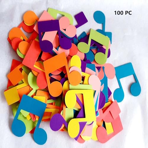Gleemix 100 Stück Noten Deko Konfetti, Bunt Notenschlüssel Deko Confetti, Notenschlüssel Tischdeko, Musik Deko Confetti für Babyshower, Abschluss, Musik Party von Gleemix