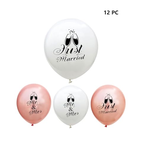 Gleemix 12 Stück Luftballons Hochzeit Set, 12 Zoll Just Married Luftballons, Mr & Mrs Luftballons, Weiß und Roségold, Hochzeit Ballons für Hochzeitsfeier, Brautdusche Gleemix 12 Stück Luftballons Hochzeit Set, 12 Zoll Just Married Luftballons, Mr & Mrs Luftballons, Weiß und Roségold, Hochzeit Ballons für Hochzeitsfeier, Brautdusche von Gleemix
