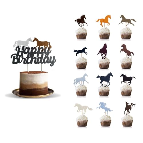 Gleemix 13 Stück Tortendeko Pferd Set, Tortenaufleger Pferd, Pferde Deko Geburtstag für Pferdeparty, Horse Theme Cake Topper, Kinder Party Supplie, Filz Party Dekorationen, für Jungen Mädchen Pferd Gleemix 13 Stück Tortendeko Pferd Set, Tortenaufleger Pferd, Pferde Deko Geburtstag für Pferdeparty, Horse Theme Cake Topper, Kinder Party Supplie, Filz Party Dekorationen, für Jungen Mädchen Pferd von Gleemix