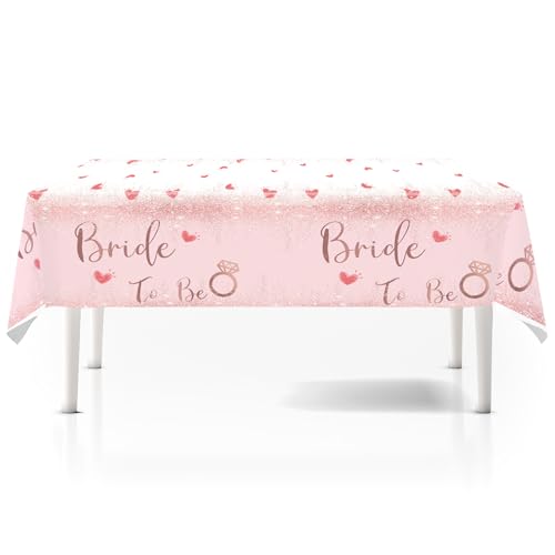 Gleemix 130x220cm Rosegold Bride to be Tischdecke, Bride to be Tischdecke Mädchen, Rechteck Wasserdicht Tischläufer Rosa, für rosa Mottoparty, Junggesellenabschiede, Valentinstag, Hochzeit, Babyparty von Gleemix