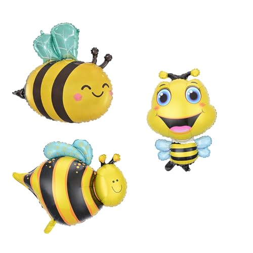 Gleemix 3 Stück Biene Folienballon, Süße Bienen Deko Set, Bienen Deko Geburtstag, Bienen Folienballon, Kinder Happy Birthday Ballon, für Jungen Mädchen Geburtstag Baby Shower Gleemix 3 Stück Biene Folienballon, Süße Bienen Deko Set, Bienen Deko Geburtstag, Bienen Folienballon, Kinder Happy Birthday Ballon, für Jungen Mädchen Geburtstag Baby Shower von Gleemix