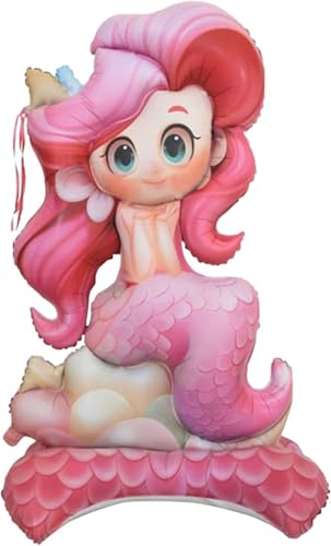Gleemix 3D Meerjungfrau Luftballon Stehend, XXL Ballon Meerjungfrau, 155x83 cm Meerjungfrauen Deko Folienballon, Meerjungfrau Geburtstag Deko für Mädchen von Gleemix