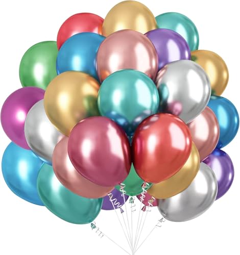 Gleemix 50 Stück Luftballons Bunt, 10 Zoll Bunte Luftballons Metallic, Bunt Luftballons Geburtstag, Bunte Latex Ballons für Geburtstag, Hochzeit, Babyparty Deko Gleemix 50 Stück Luftballons Bunt, 10 Zoll Bunte Luftballons Metallic, Bunt Luftballons Geburtstag, Bunte Latex Ballons für Geburtstag, Hochzeit, Babyparty Deko von Gleemix
