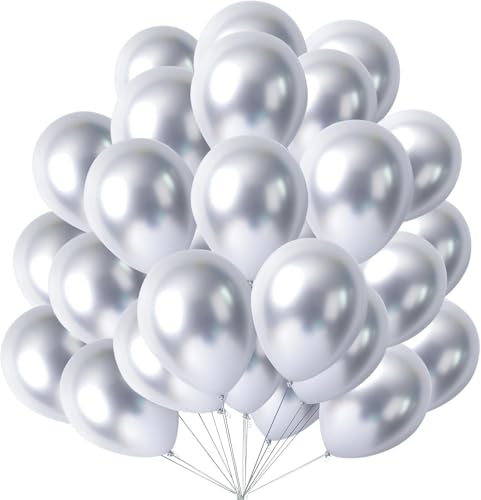 Gleemix 50 Stück Luftballons Silber, 10 Zoll Silber Luftballons Metallic, Geburtstagsdeko Ballons Silber, Silbern Ballons für Geburtstag, Hochzeit, Babyparty Deko Gleemix 50 Stück Luftballons Silber, 10 Zoll Silber Luftballons Metallic, Geburtstagsdeko Ballons Silber, Silbern Ballons für Geburtstag, Hochzeit, Babyparty Deko von Gleemix