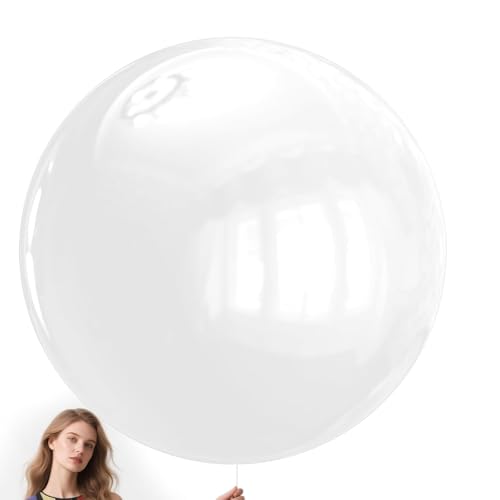 Gleemix 50cm Bobo Luftballons, 5 Stück Runde Luftballons Weiß, Ballongas Helium, Kristall Blase Klar LED Ballons, Bobo Bubble Ballons für Hochzeit Deko Geburtstag Dekoration, No LED von Gleemix