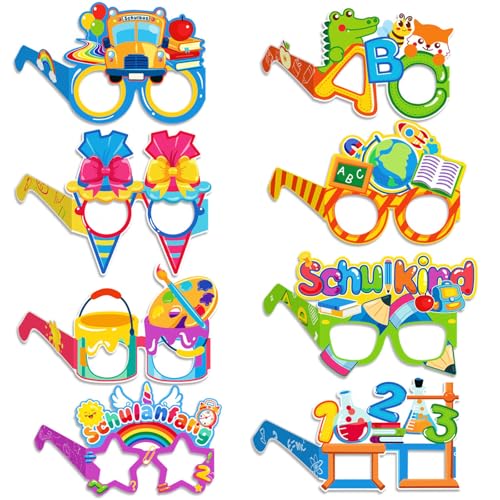 Gleemix 8 Stück Schulanfang Schulkind Brille, Einschulung Deko 2025, Einschulungsdeko Papier Partybrille,für Kinder Party Schulanfang Deko Gleemix 8 Stück Schulanfang Schulkind Brille, Einschulung Deko 2025, Einschulungsdeko Papier Partybrille,für Kinder Party Schulanfang Deko von Gleemix