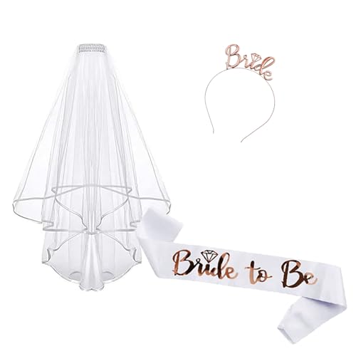 Gleemix Bride to Be Schärpe Schleier Set, Jga Accessoires Frauen mit Bride Haarreif, Schärpe, Schleier, Jungesellinenabschied Accessoires für Hochzeit, Bachelorette Party, Brautparty Gleemix Bride to Be Schärpe Schleier Set, Jga Accessoires Frauen mit Bride Haarreif, Schärpe, Schleier, Jungesellinenabschied Accessoires für Hochzeit, Bachelorette Party, Brautparty von Gleemix