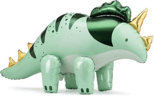 Gleemix Dino Luftballon Stehend, XXL Luftballon Dino, 81x42 cm Triceratops Folienballon, Großer Dinosaurier Luftballon, Dino Geburtstag Deko Ballon für Party von Gleemix