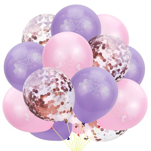 Gleemix Einhorn Luftballons Set, 15 Stück Luftballons Lila Rosa Konfetti für Geburtstag Thema Party, 10 Zoll von Gleemix