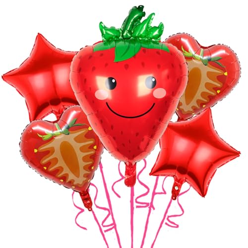 Gleemix Erdbeer Luftballons Set, 5 Stück Erdbeeren Deko Folienballon, Helium Ballons Geburtstag für Mädchen Geburtstag Party, Sommerparty, Baby Shower Dekorationen Gleemix Erdbeer Luftballons Set, 5 Stück Erdbeeren Deko Folienballon, Helium Ballons Geburtstag für Mädchen Geburtstag Party, Sommerparty, Baby Shower Dekorationen von Gleemix