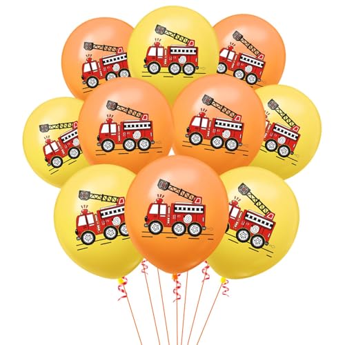 Gleemix Feuerwehr Luftballon, Ballon Feuerwehrauto, 10 Stück 12 Zoll Feuerwehr Deko Kindergeburtstag Luftballon, für Kinder Jungen Geburtstags Festival Party Dekoration von Gleemix