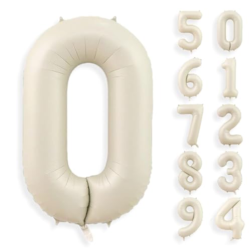 Gleemix Geburtstag Zahlen Luftballon 0 Jahre, 40 Zoll Beige Luftballon 0. Geburtstag, Riesen Folienballon 0, Ballon Zahl Deko für Baby Dusche Party, 0. Geburtstagdeko von Gleemix