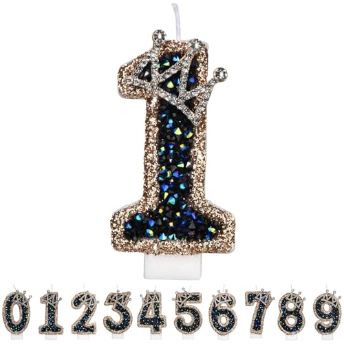 Gleemix Geburtstagskerzen Krone Zahlen 1, Schwarz Zahlenkerze Glitzernde, Cake Topper 1. Geburtstag für Geburtstag Party, Hochzeiten, Firmenfeiern, Jubiläen, Birthday Candle Nummer Gleemix Geburtstagskerzen Krone Zahlen 1, Schwarz Zahlenkerze Glitzernde, Cake Topper 1. Geburtstag für Geburtstag Party, Hochzeiten, Firmenfeiern, Jubiläen, Birthday Candle Nummer von Gleemix