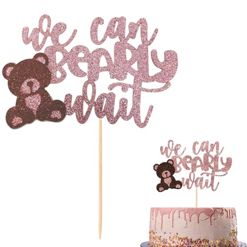 Gleemix Glitzer Baby Tortendeko Bär, We Can Bearly Wait Cake Topper, Bären Thema, Baby Shower Deko Bear Entworfen für Mädchen Babyparty, Kindergeburtstag, Geschlechtsoffenbarung, Roségold Gleemix Glitzer Baby Tortendeko Bär, We Can Bearly Wait Cake Topper, Bären Thema, Baby Shower Deko Bear Entworfen für Mädchen Babyparty, Kindergeburtstag, Geschlechtsoffenbarung, Roségold von Gleemix