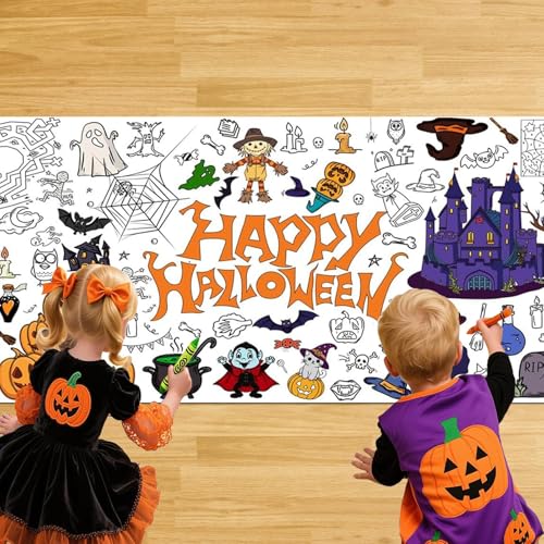 Gleemix Halloween Maltischdecke für Kinder, 183 x 76 cm Halloween Tischdecke, Riesige DIY Papier Ausmal Tischdecke, Kreative Halloween Dekoration Kinder Gleemix Halloween Maltischdecke für Kinder, 183 x 76 cm Halloween Tischdecke, Riesige DIY Papier Ausmal Tischdecke, Kreative Halloween Dekoration Kinder von Gleemix