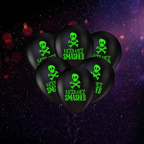 Gleemix Halloween Neon Luftballons Set, 16 Stück Halloween Ballons Schwarzlicht, Leuchtende Latex Luftballons für HalloweenParty Deko von Gleemix