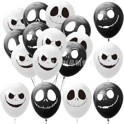 Gleemix Halloween Skelettgesicht Luftballons, 50 Stück, Schwarz und Weiß, 30 cm, Gruselige Partydekoration Gleemix Halloween Skelettgesicht Luftballons, 50 Stück, Schwarz und Weiß, 30 cm, Gruselige Partydekoration von Gleemix