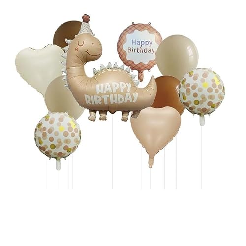 Gleemix Mattes saurier Luftballons Set, Dino Ballon mit Happy Birthday Druck, XXL Dino Folienballon für Kinder Geburtstag, Dschungel Dinoparty Deko von Gleemix