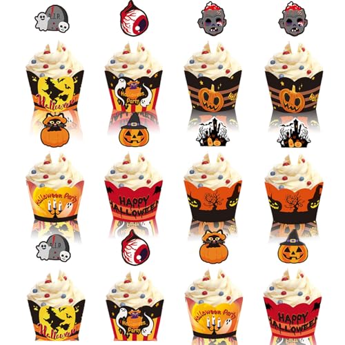 Gleemix Muffinförmchen Papier Halloween Deko, Black Witch Cupcake Förmchen, 24 Stück Halloween Muffin Deko Kuchen, Hallowen Tasse für Mottopartys Kuchendeko Muffins Desserts Stanzschablonen Küchendeko Gleemix Muffinförmchen Papier Halloween Deko, Black Witch Cupcake Förmchen, 24 Stück Halloween Muffin Deko Kuchen, Hallowen Tasse für Mottopartys Kuchendeko Muffins Desserts Stanzschablonen Küchendeko von Gleemix