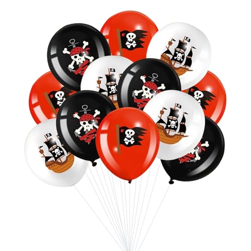 Gleemix Piraten Luftballons 12 Stück, 12 Zoll Latex Ballon Schwarz Rot Weiß, Luftballons Piratenschiff Totenkopf, Piraten Party Zubehör für Mottoparty Halloween, Kinder Geburtstag Gleemix Piraten Luftballons 12 Stück, 12 Zoll Latex Ballon Schwarz Rot Weiß, Luftballons Piratenschiff Totenkopf, Piraten Party Zubehör für Mottoparty Halloween, Kinder Geburtstag von Gleemix