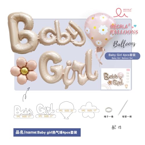 Gleemix Rosa Baby Shower Deko Girl Ballon Set, 4 Stück Baby Girl Deko Folienballon, Babyparty Deko Mädchen, Its a Girl, Baby Girl Luftballon für Gender Reveal, Babyparty Gleemix Rosa Baby Shower Deko Girl Ballon Set, 4 Stück Baby Girl Deko Folienballon, Babyparty Deko Mädchen, Its a Girl, Baby Girl Luftballon für Gender Reveal, Babyparty von Gleemix