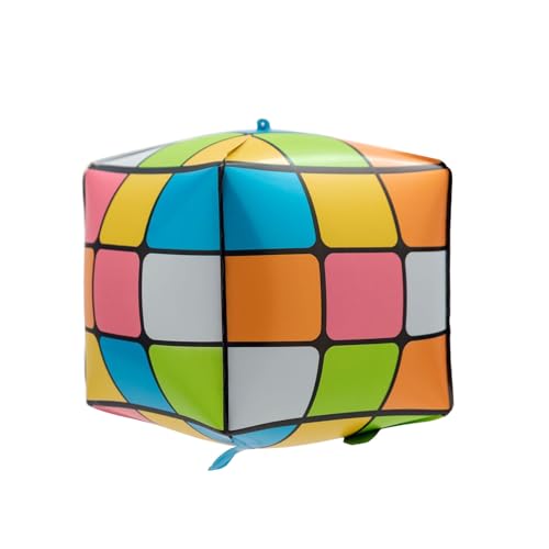 Gleemix Rubiks Cube Ballon, Zauberwürfel 3x3 Luftballon, 30x30 cm Rubiks Ballon, 4D Quadratische Folienballon, Zauberwürfel Luftballon für Geburtstag Deko von Gleemix