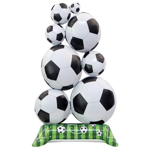 Gleemix Stehend Fussball Luftballon, Fußball Deko Folienballon, 150x83cm, XXL Football Luftballon, 3D Fussball Ballon, Deko Geburtstag Kinder von Gleemix