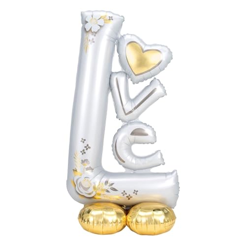 Gleemix Stehende Love Luftballon Weiß, Love Valentinstag Deko Luftballons, Folienballon Stehend mit Basis, XXL Luftballon für Hochzeit, Verlobung Party Deko Gleemix Stehende Love Luftballon Weiß, Love Valentinstag Deko Luftballons, Folienballon Stehend mit Basis, XXL Luftballon für Hochzeit, Verlobung Party Deko von Gleemix