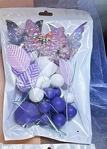 Gleemix Tortendeko Kugel- Schmetterling Kuchen Dekorationen DIY Mini Ballon Cupcake Einsatz für Geburtstag Party Baby Dusche Hochzeit - Lila und Weiß von Gleemix