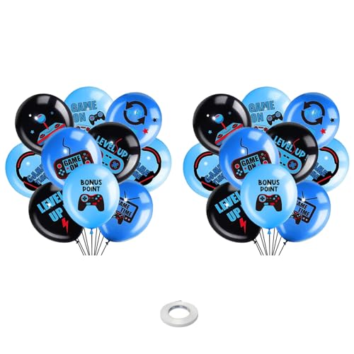 Gleemix Videospiel Geburtstag Luftballon Deko Set, Luftballons Spiel Blau Schwarz für Gamer Party Kindergeburtstag, Spielthemen Party Geburtstagsdeko Jungen, 20 Stück Gleemix Videospiel Geburtstag Luftballon Deko Set, Luftballons Spiel Blau Schwarz für Gamer Party Kindergeburtstag, Spielthemen Party Geburtstagsdeko Jungen, 20 Stück von Gleemix