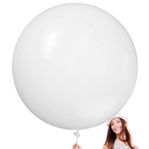 Gleemix XXL Luftballons Weiß 90cm/36 Zoll, 4 Stück Riesenluftballon, Runde Luftballons Groß für Geburtstage Festivals Hochzeit Event Dekorationen von Gleemix