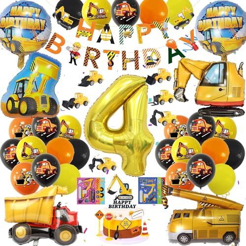 Bagger Deko Kindergeburtstag 4 Jahre - Baustelle 4. Geburtstagsdeko Jungen Bagger Luftballons Baustellen Truck Folienballon Bagger Spielzeug Tortendeko Kuchen Deko Und Bau Party Happy Birthday Banner Bagger Deko Kindergeburtstag 4 Jahre - Baustelle 4. Geburtstagsdeko Jungen Bagger Luftballons Baustellen Truck Folienballon Bagger Spielzeug Tortendeko Kuchen Deko Und Bau Party Happy Birthday Banner von Gleeve