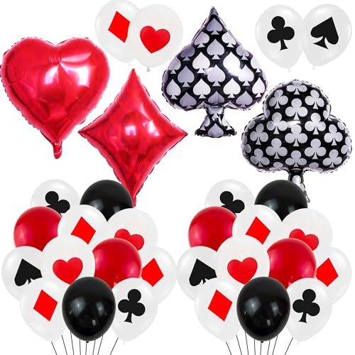 Casino Party Deko Luftballons - 34 Stücke Poker Party Ballons Casino Folienballon Las Vegas Deko Geburtstag Poker Events Casino Nacht Party Deko für Männer Frauen von Gleeve